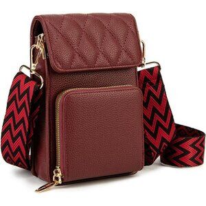 Small Leather Crossbody Bag for Women with Guitar Strap Mini Shoulder Purse